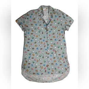 Zara Women's Striped Floral Mini Dress - Blue and White